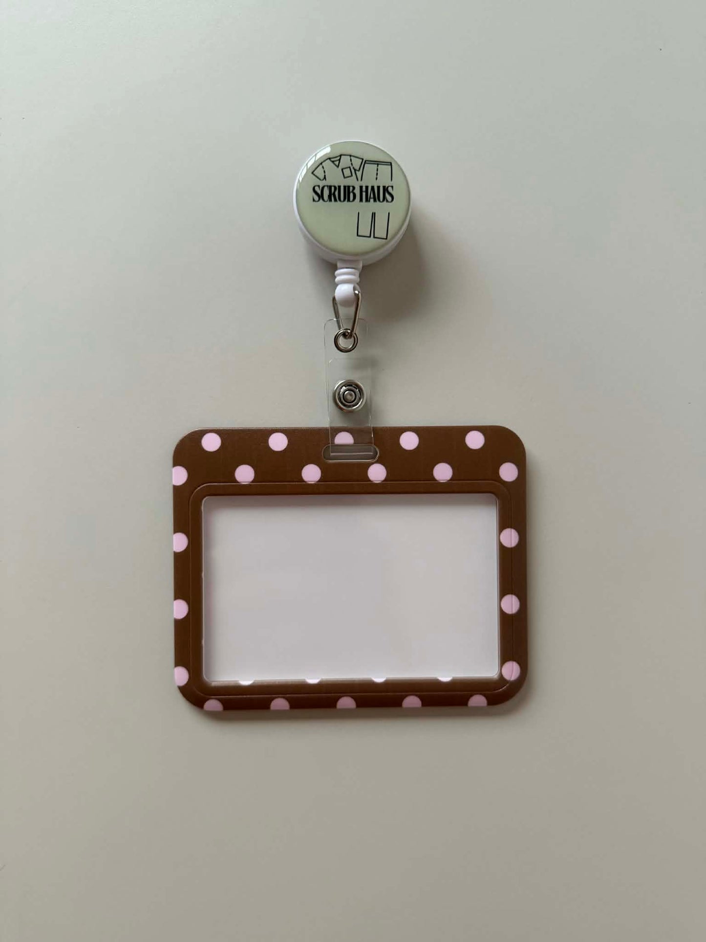 Soft Cacao Horizontal ID Card Holder & Reel