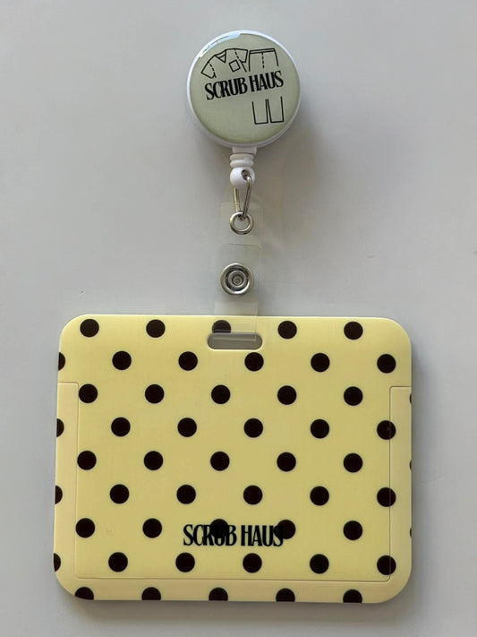 Soft Butter Horizontal ID Card Holder & Reel