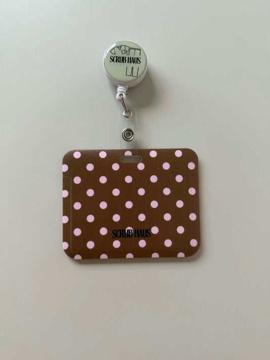 Soft Cacao Horizontal ID Card Holder & Reel