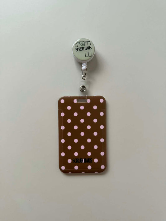 Soft Cacao Portrait ID Card Holder & Reel