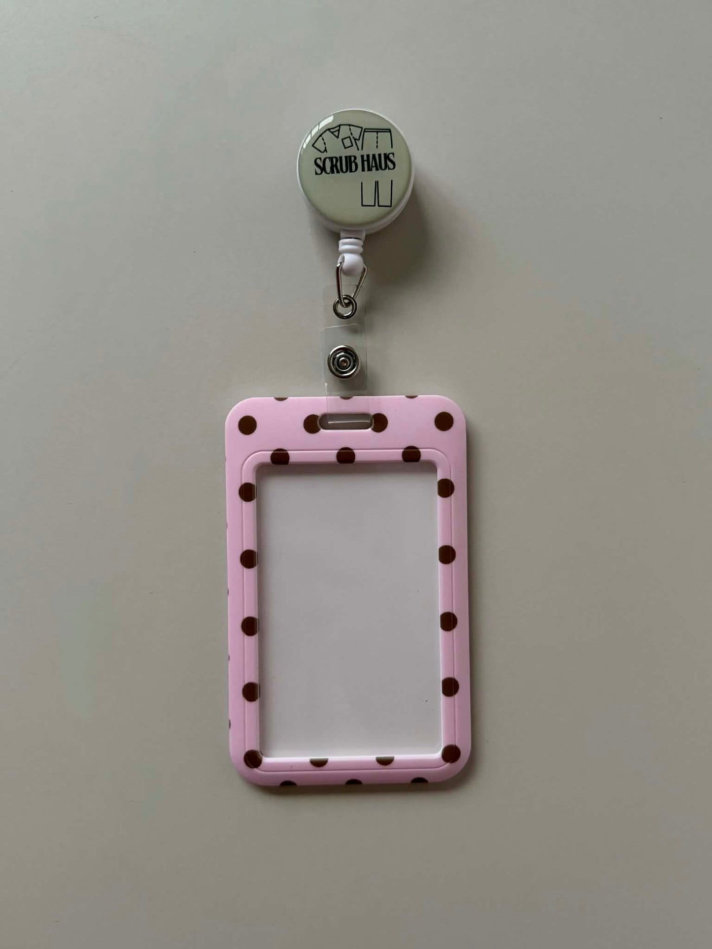 Soft Blush Portrait ID Card Holder & Reel